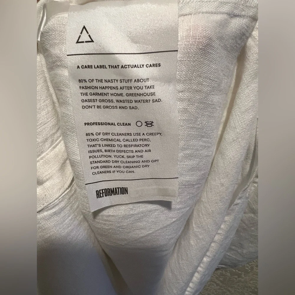 NWOT Reformation Square Neckline Midi Length  Button Up White Linen Dress Size S - Picture 8 of 10